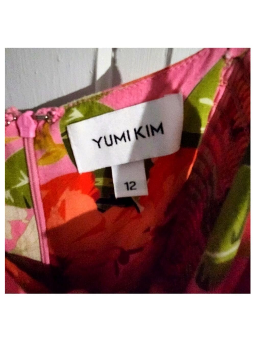 Yumi Kim Mai Tai Pink Floral Wide Leg Jumpsuit Rayon Size 12 - Picture 8 of 11
